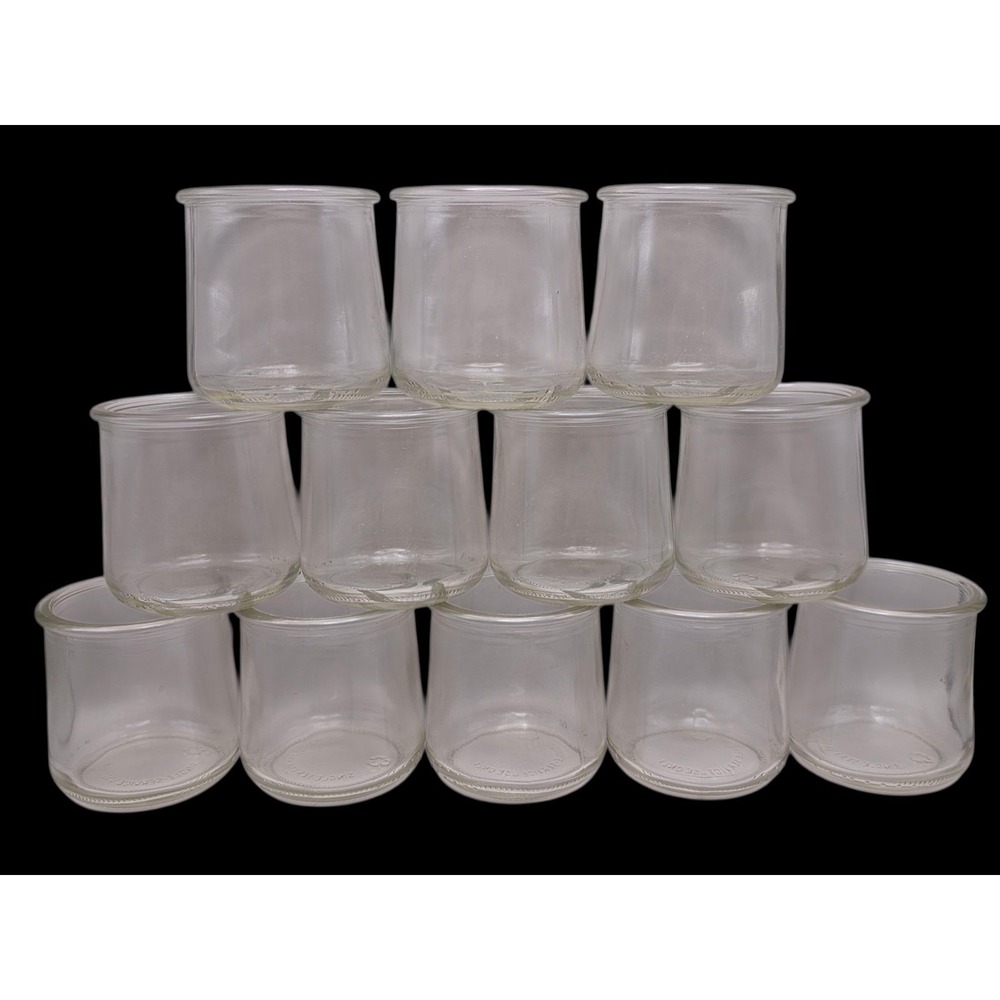 Lot Of 12 Oui Yogurt Empty Glass Jars, Reusable, Kitchen Storage